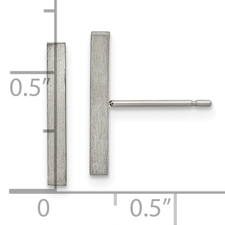 Chisel Titanium Brushed Bar Post Earrings