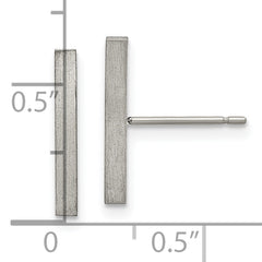 Chisel Titanium Brushed Bar Post Earrings