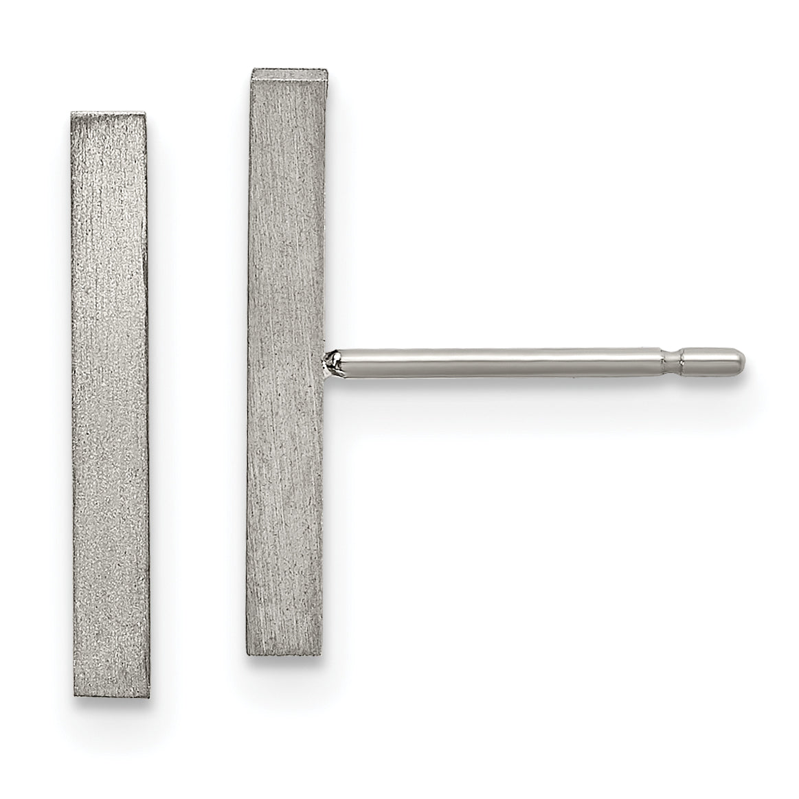 Chisel Titanium Brushed Bar Post Earrings