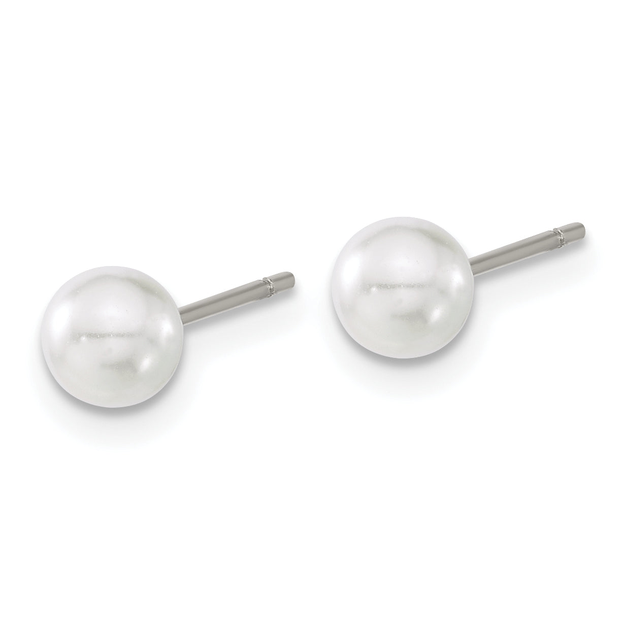 Chisel Titanium Polished 5mm Imitation Pearl Post Earrings