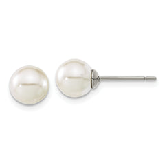 Chisel Titanium Polished 7.75mm Imitation Pearl Post Earrings