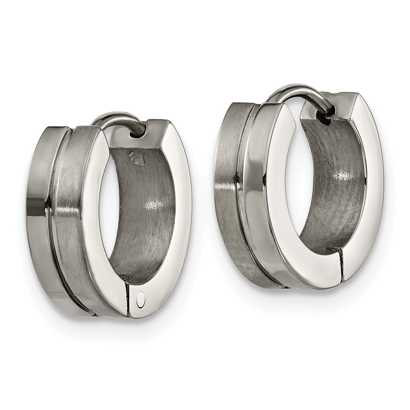 Chisel Titanium Brushed and Polished 4mm Huggie Hoop Earrings