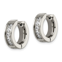 Chisel Titanium Polished CZ 5mm Hinged Hoop Earrings