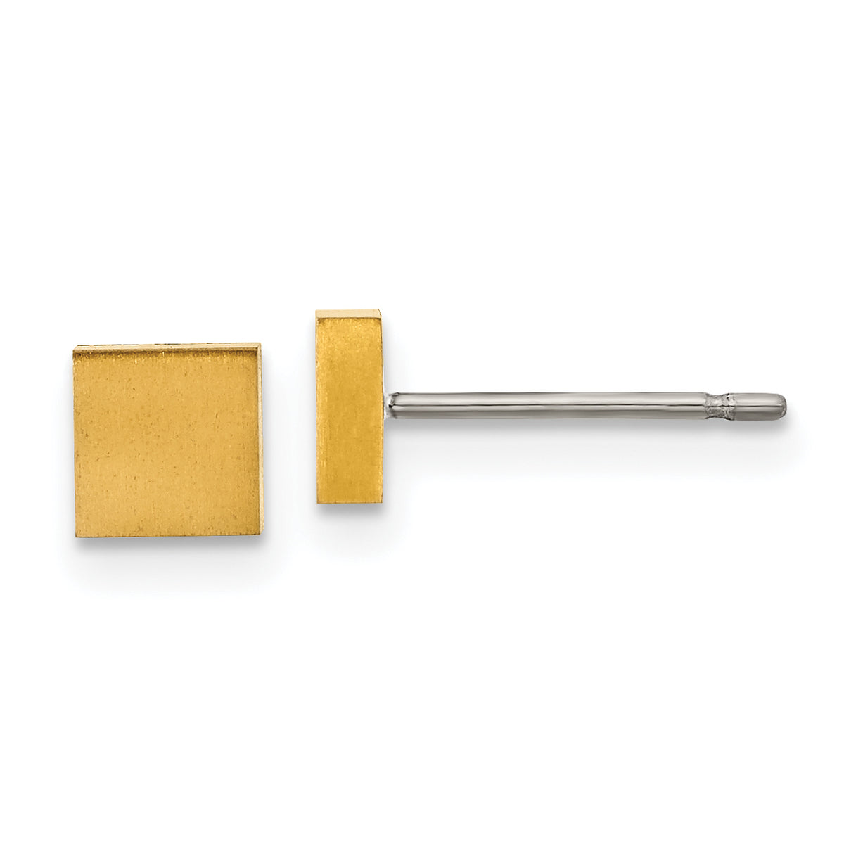 Chisel Titanium Brushed Yellow IP-plated Square Post Earrings