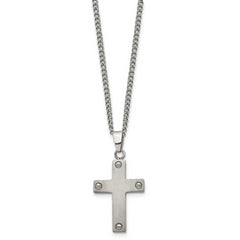 Sophia Jewelers Men's Titanium Brushed Cross Necklace Gift Ready