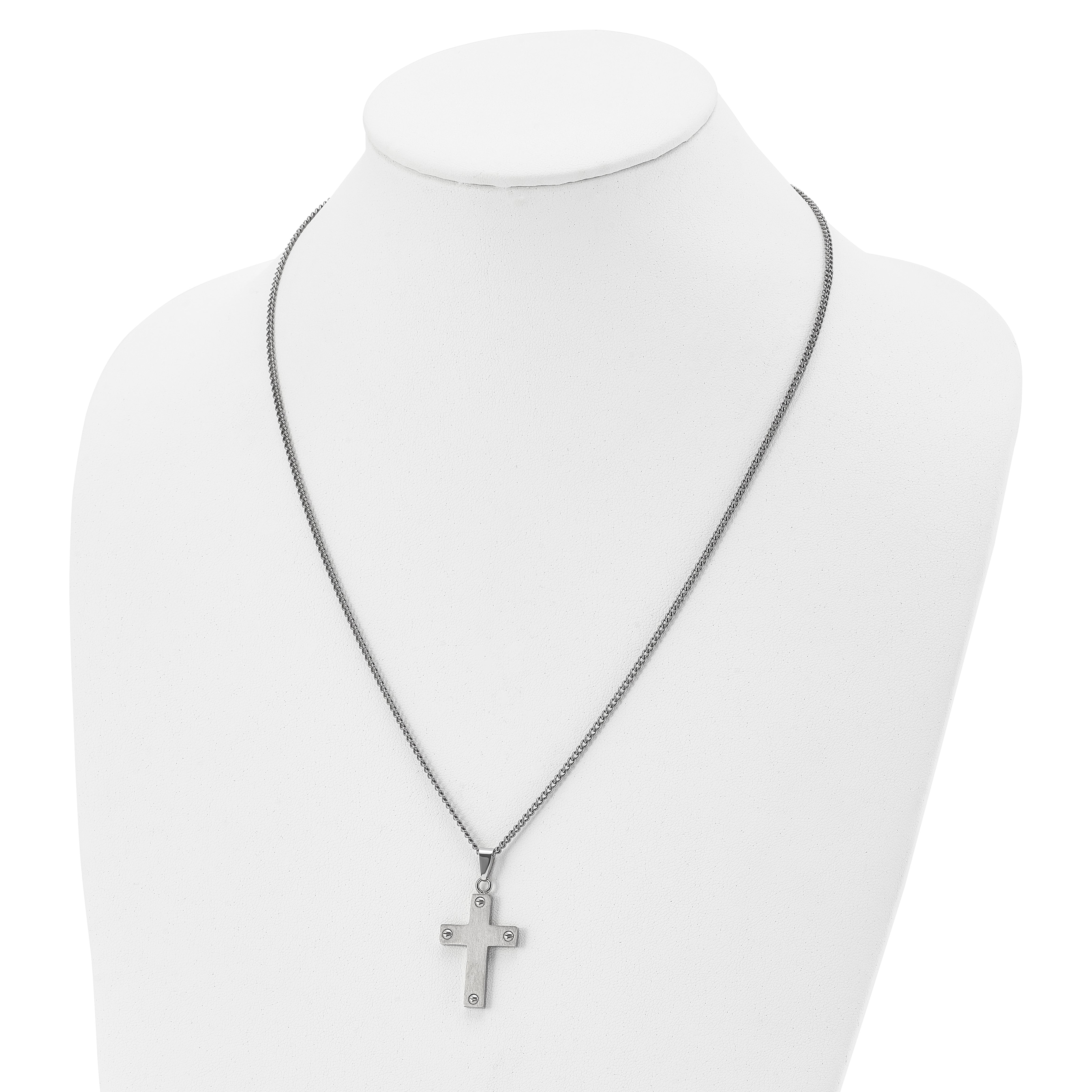 Sophia Jewelers Men's Titanium Brushed Cross Necklace Gift Ready