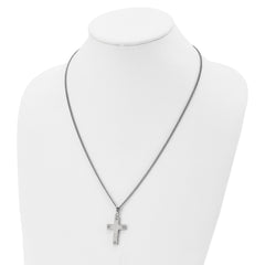 Sophia Jewelers Men's Titanium Brushed Cross Necklace Gift Ready