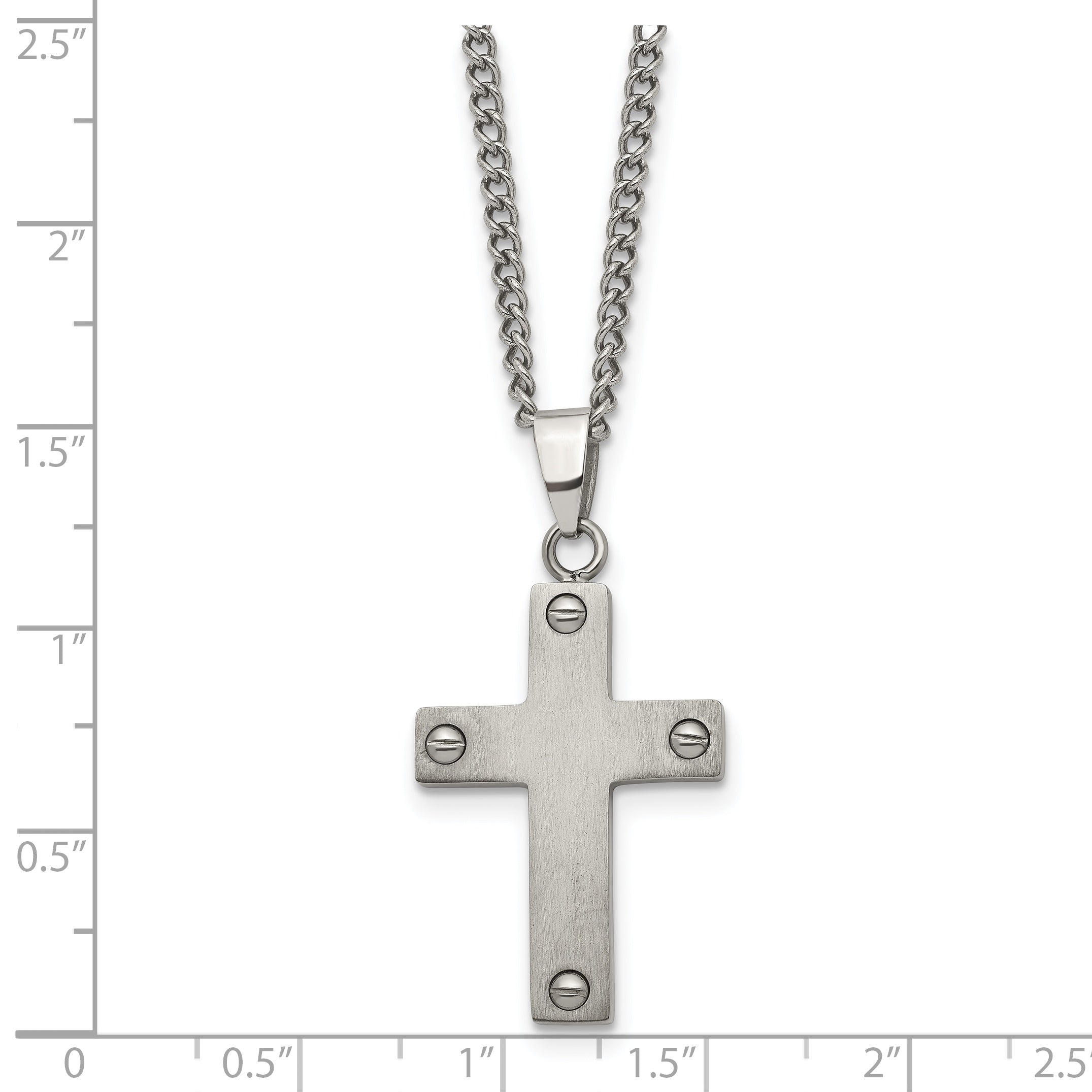 Sophia Jewelers Men's Titanium Brushed Cross Necklace Gift Ready