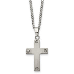 Chisel Titanium Brushed Cross 22 inch Necklace