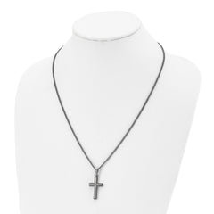 Sophia Jewelers Titanium Diamond Cross Necklace with Polished & Brushed Finish