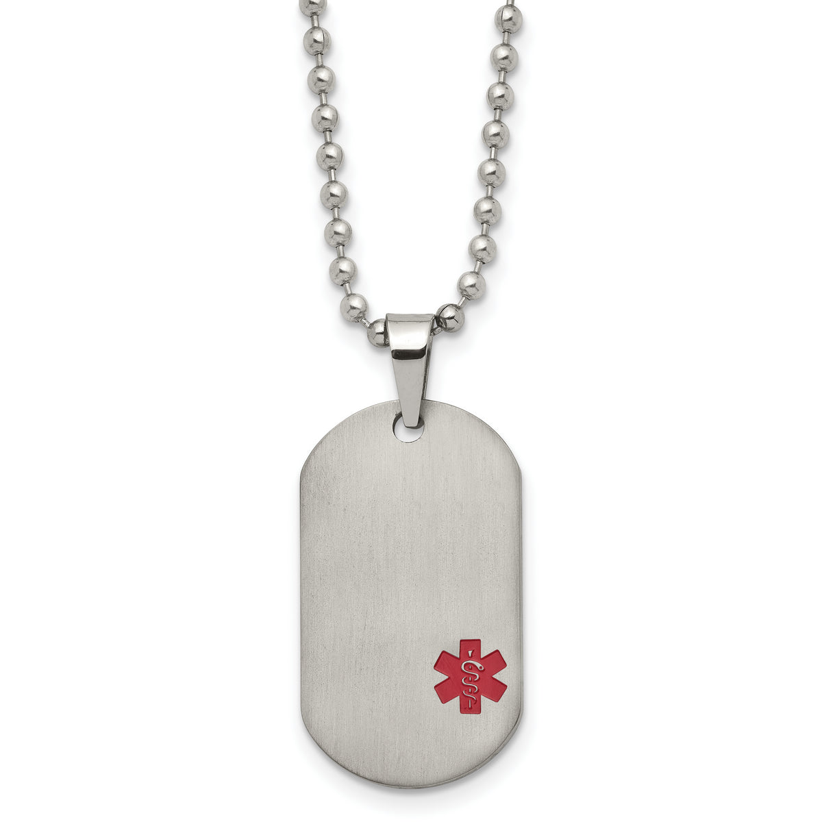 Chisel Titanium Brushed Red Enamel MedicalID Dog Tag 20 inch  Necklace