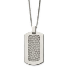 Titanium Men's Dog Tag Necklace with Polished Hammered Finish, Engravable