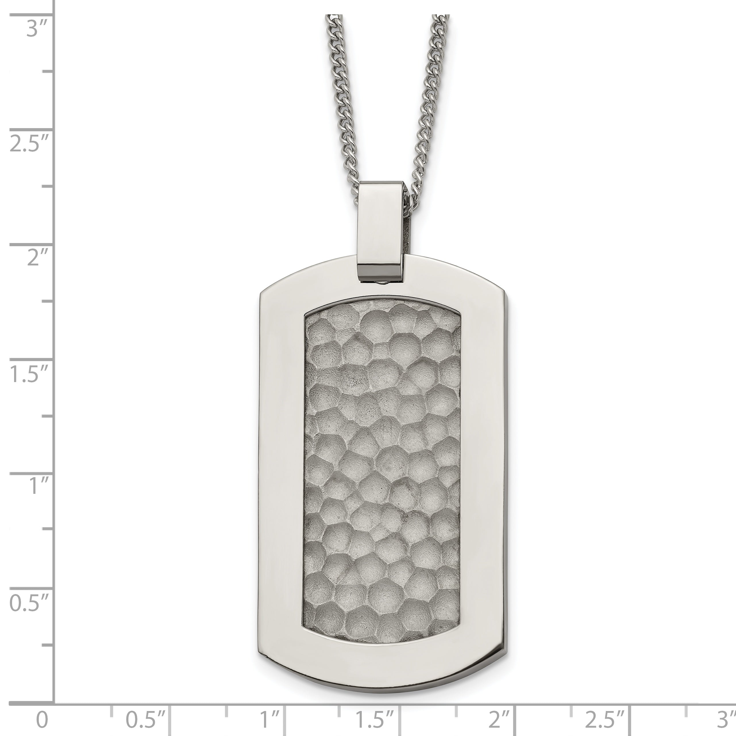 Titanium Men's Dog Tag Necklace with Polished Hammered Finish, Engravable