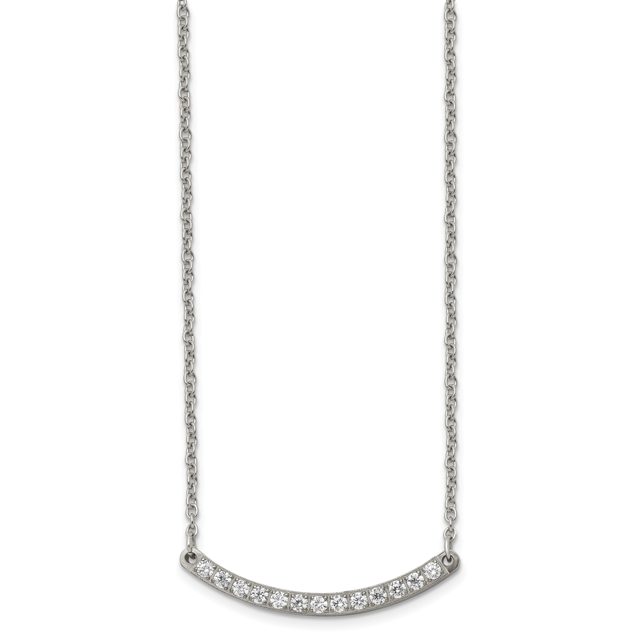 Chisel Titanium Polished with CZ Bar 20.5 inch Necklace