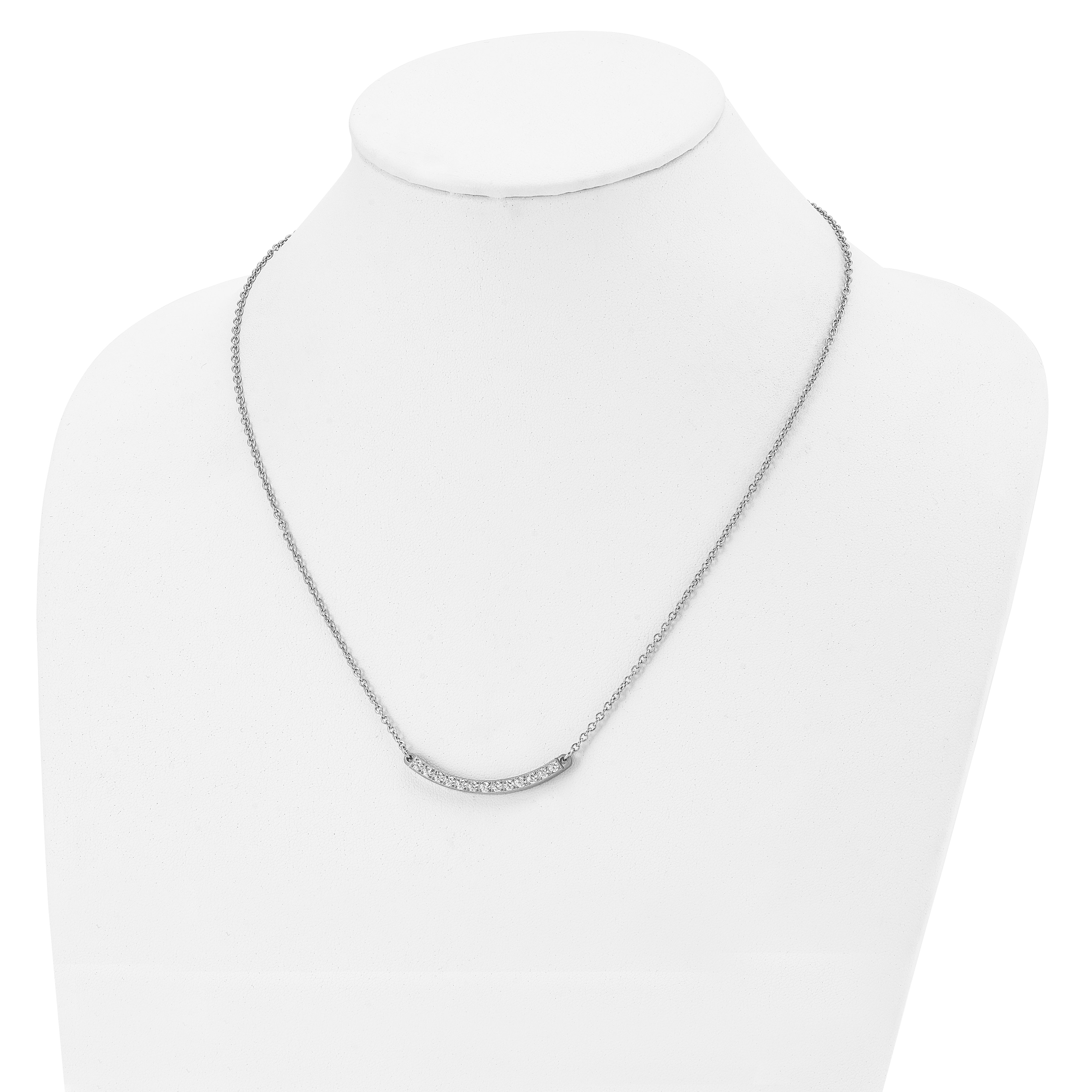 Chisel Titanium Polished with CZ Bar 20.5 inch Necklace