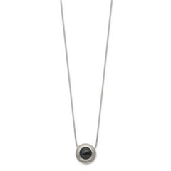 Chisel Titanium Brushed and Polished with Black Ceramic 18 inch Necklace