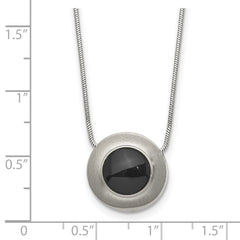 Chisel Titanium Brushed and Polished with Black Ceramic 18 inch Necklace