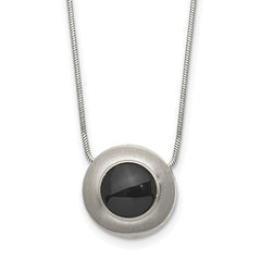 Chisel Titanium Brushed and Polished with Black Ceramic 18 inch Necklace