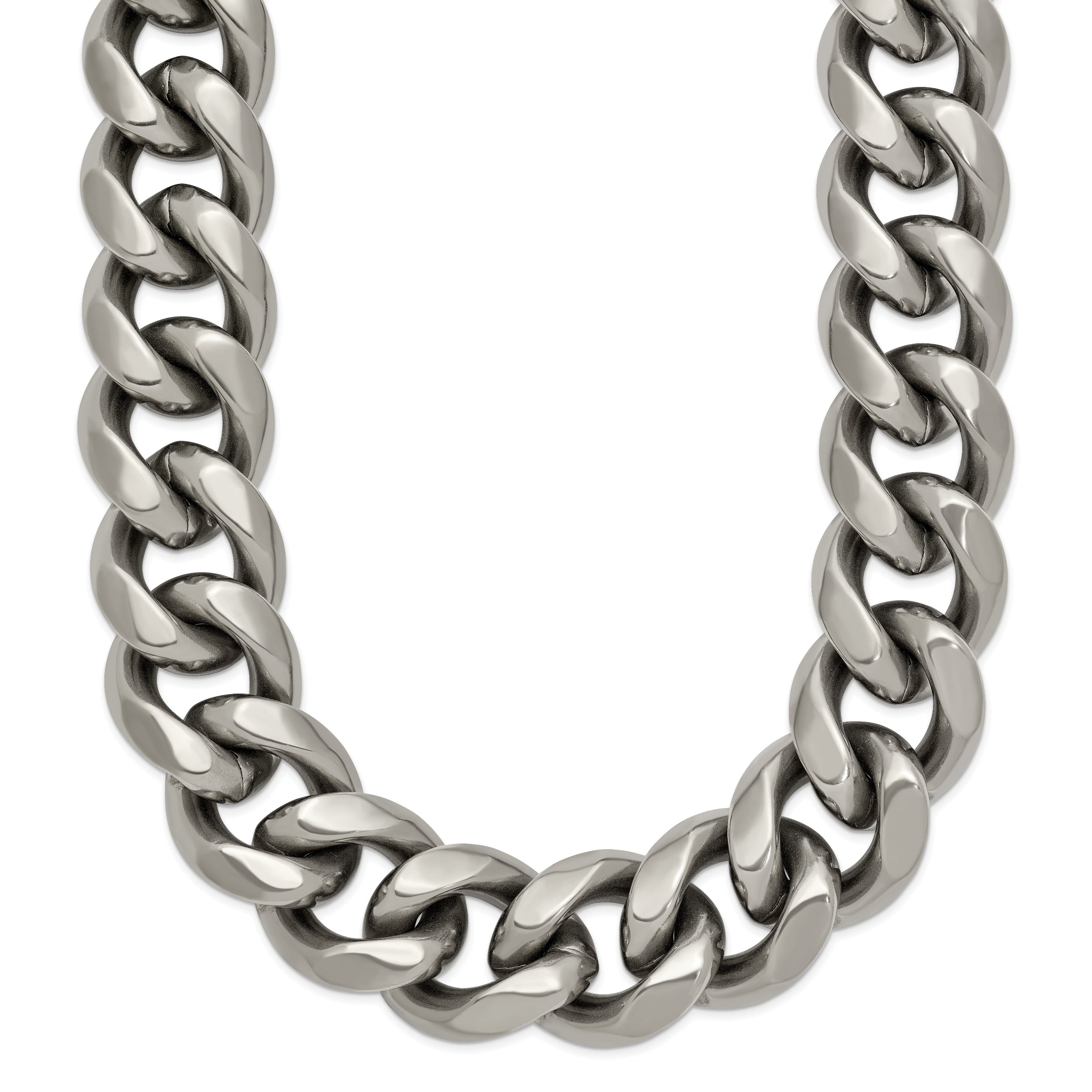 Titanium Polished 14.50mm Curb 24in Necklace