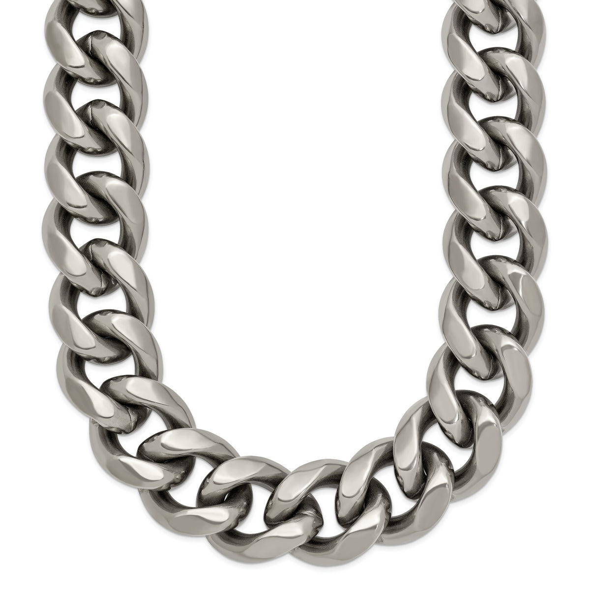 Titanium Polished 14.50mm Curb 24in Necklace