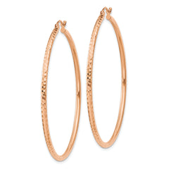 14k Rose Gold Diamond-cut 2mm Round Tube Hoop Earrings