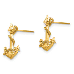 14k 3-D Anchor with Rope Post Earrings