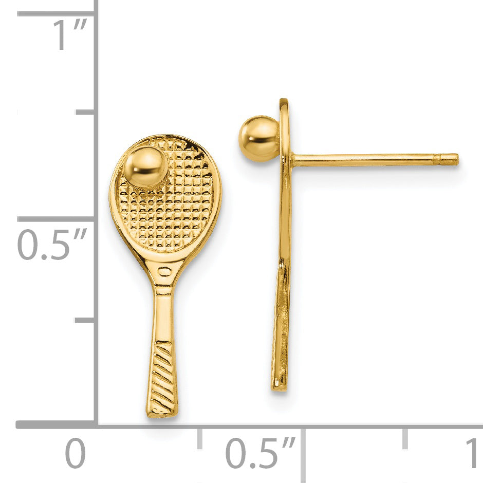 14k Tennis Racquet w/Ball Post Earrings