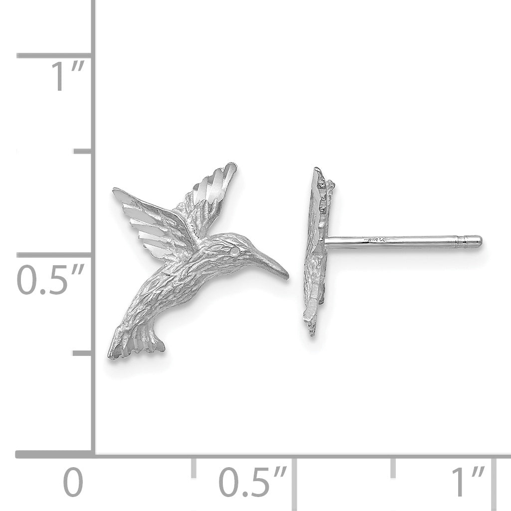 14k White Gold Hummingbird Earrings