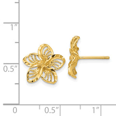 14K Diamond-cut Filigree Plumeria Earrings