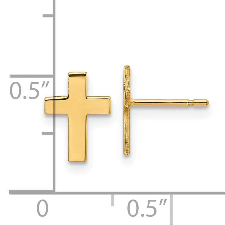 14k Polished Cross Earrings