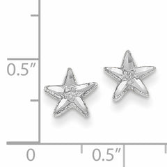 14k White Gold Diamond-cut Starfish Earrings