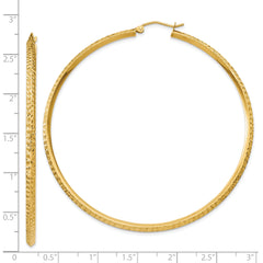 14K Knife Edge Diamond-cut Hollow Hoop Earrings