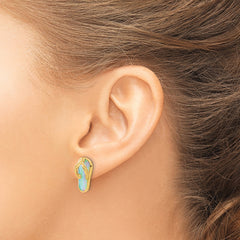 14k Polished w/Created White Opal Flip Flop Post Earrings