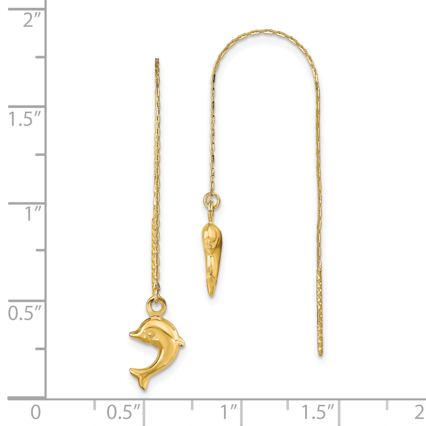 14k Polished Dolphins Threader Earrings