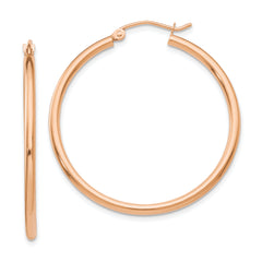 14k Rose Gold Polished 2mm Lightweight Tube Hoop Earrings