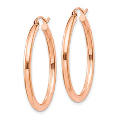 14k Rose Gold Polished 2.5mm Lightweight Tube Hoop Earrings