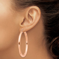 14k Rose Gold Polished 2.5mm Lightweight Tube Hoop Earrings