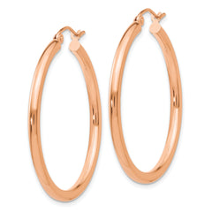 14k Rose Gold Polished 2.5mm Lightweight Tube Hoop Earrings