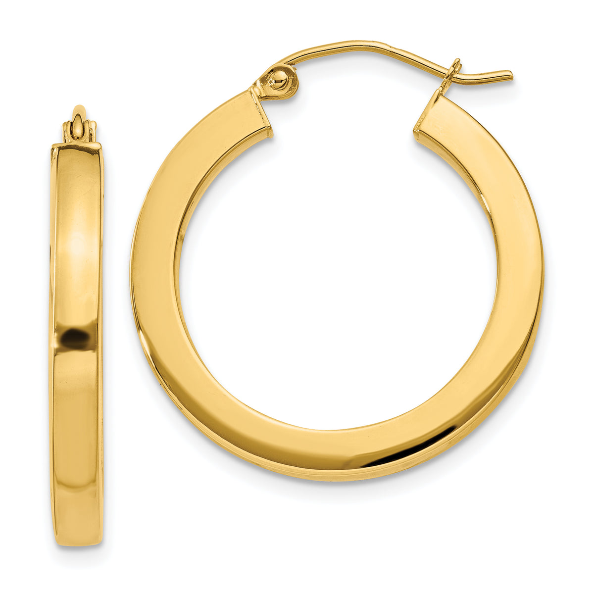 14k 3mm Polished Square Hoop Earrings