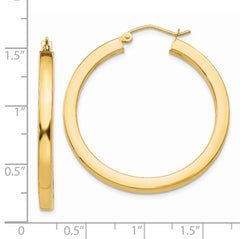 14k 3mm Polished Square Hoop Earrings