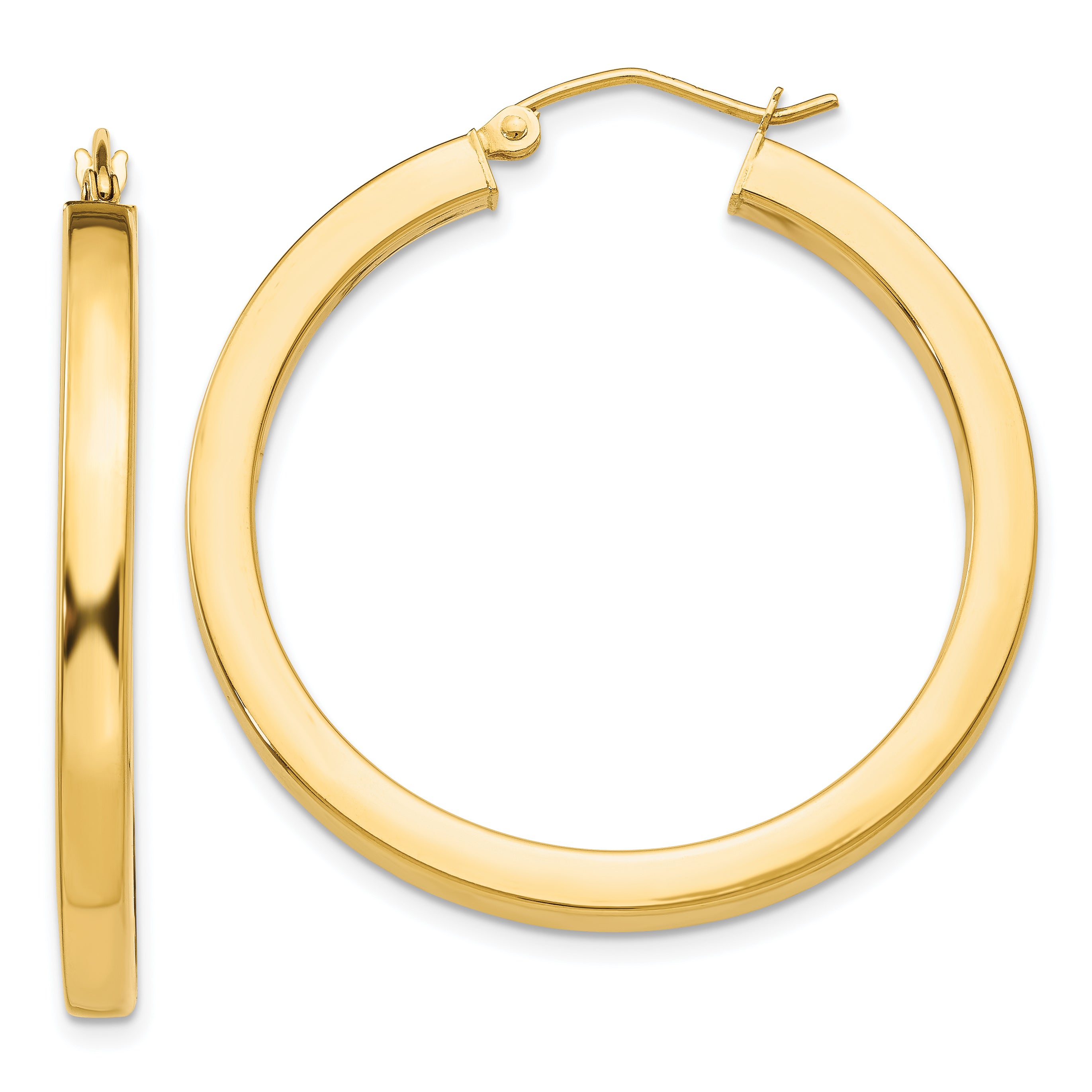 14k 3mm Polished Square Hoop Earrings