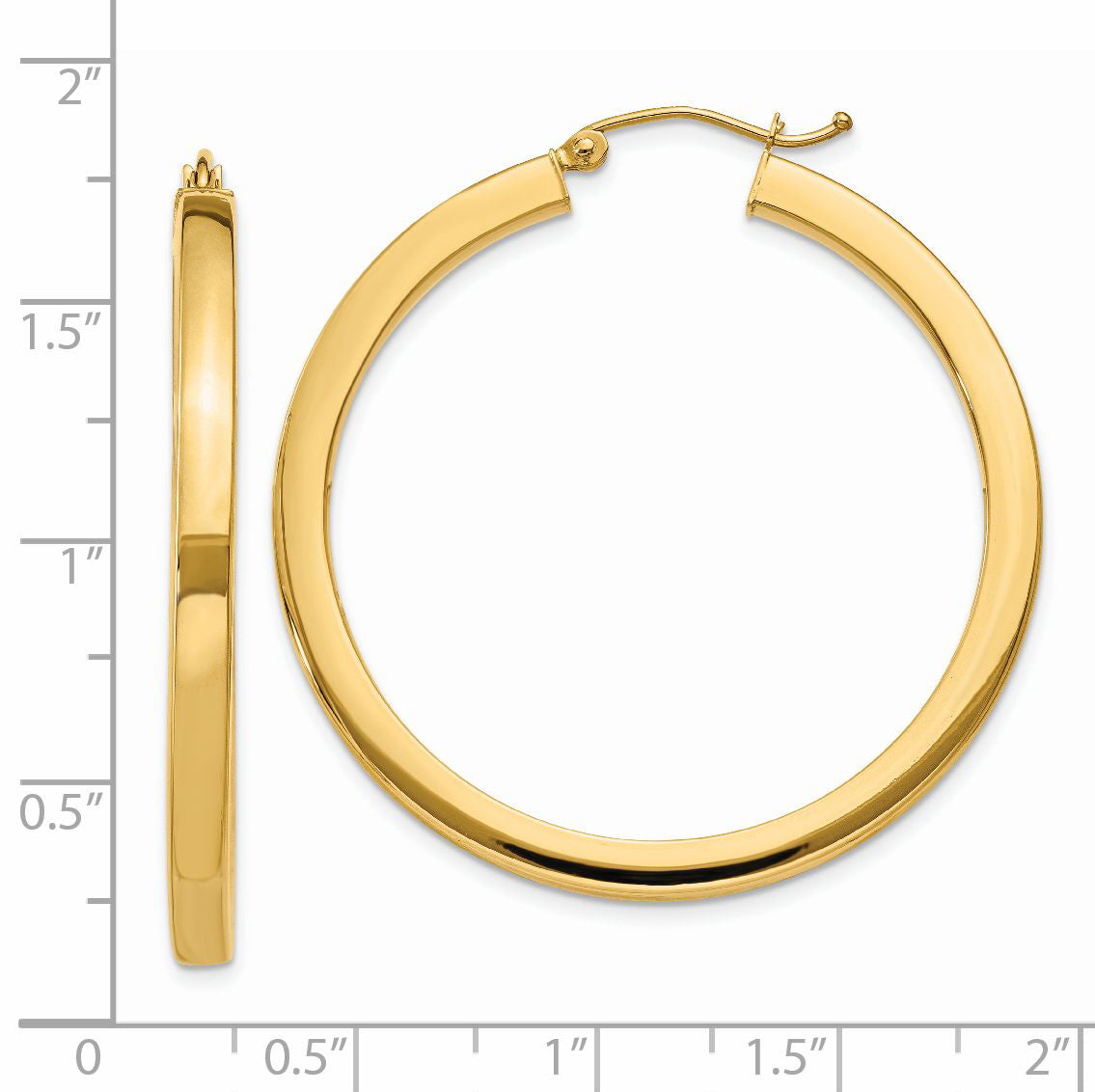 14k 3mm Polished Square Hoop Earrings