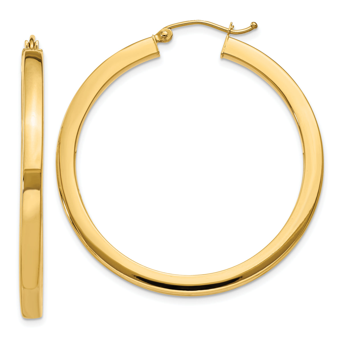 14k 3mm Polished Square Hoop Earrings