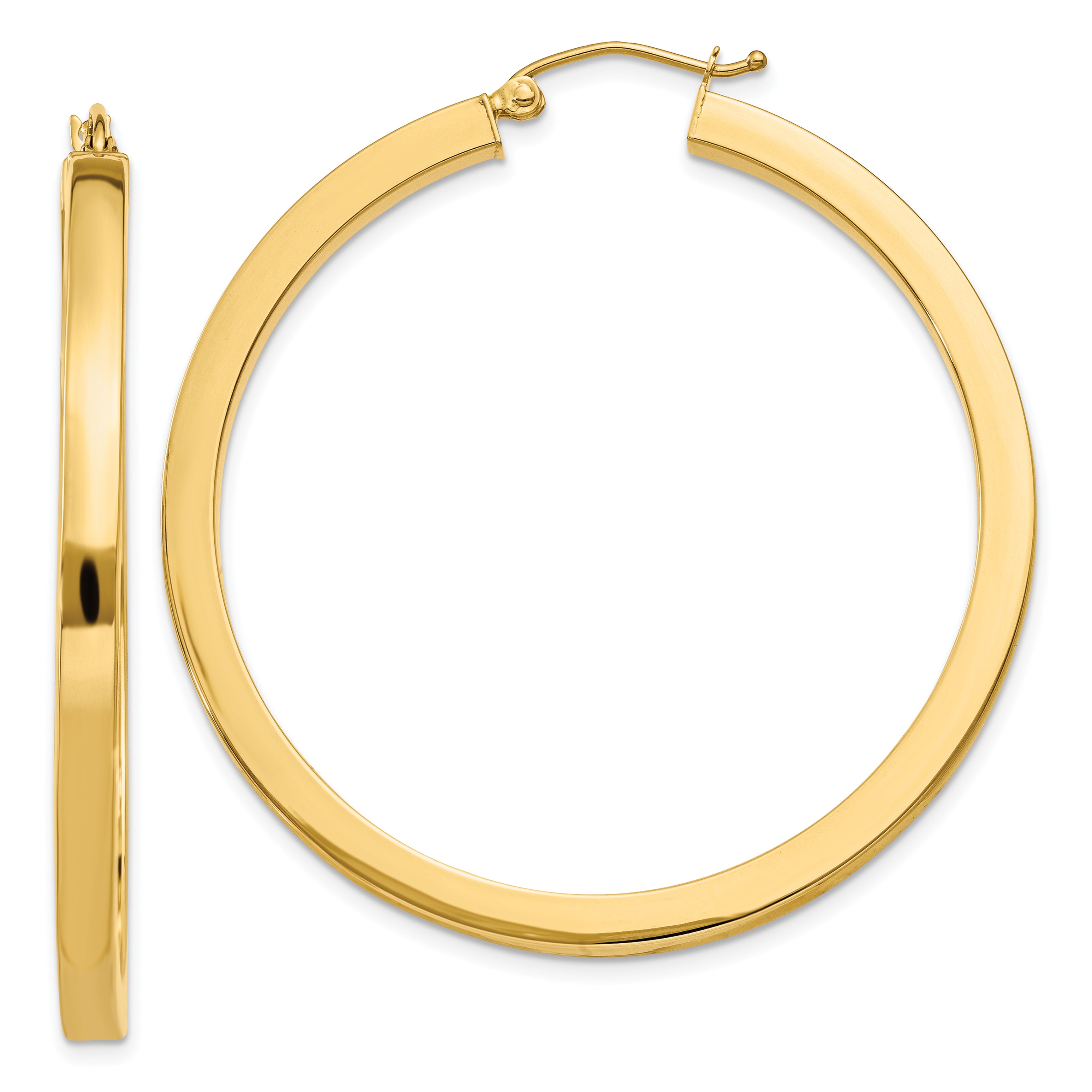 14k 3mm Polished Square Hoop Earrings