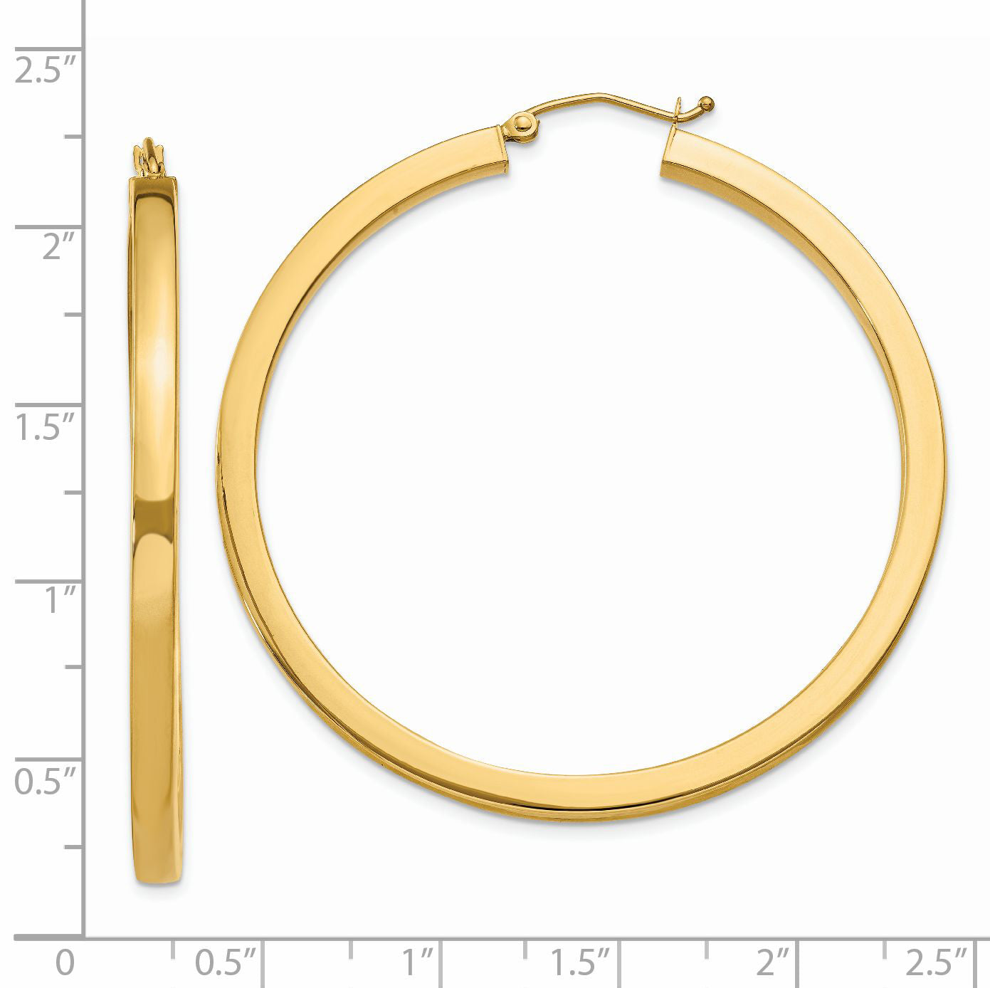 14k 3mm Polished Square Hoop Earrings