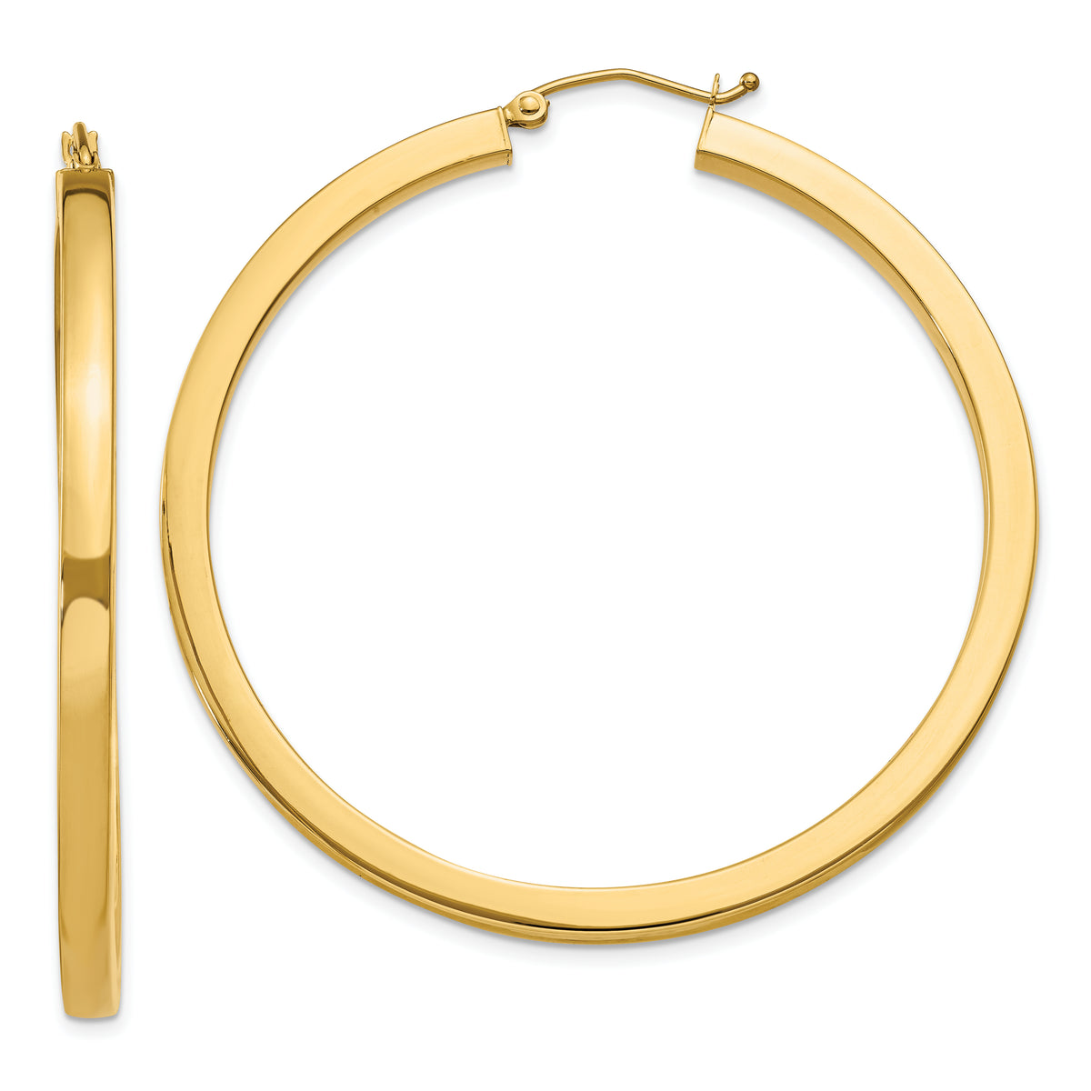 14k 3mm Polished Square Hoop Earrings