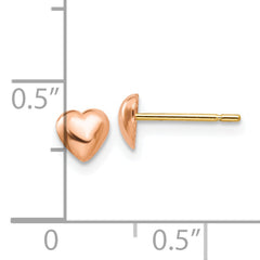 14K Rose Polished Heart Post Stud Earrings