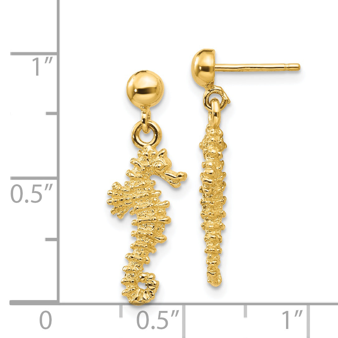 14k Seahorse Dangle Earrings