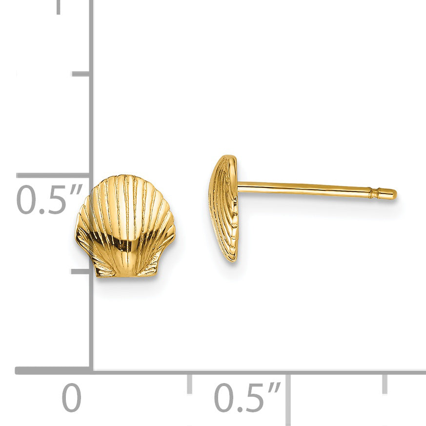 14k Mini Scallop Shell Post Earrings