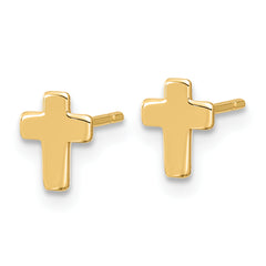 14k Gold Polished Cross Post Earrings